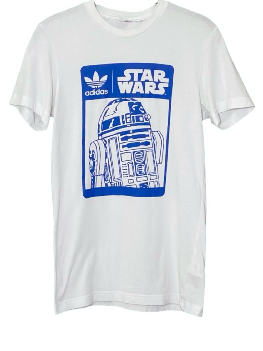 Adidas Star Wars R2-D2 Graphic T Shirt XS White Blue Streetwear Retro Cotton Tee